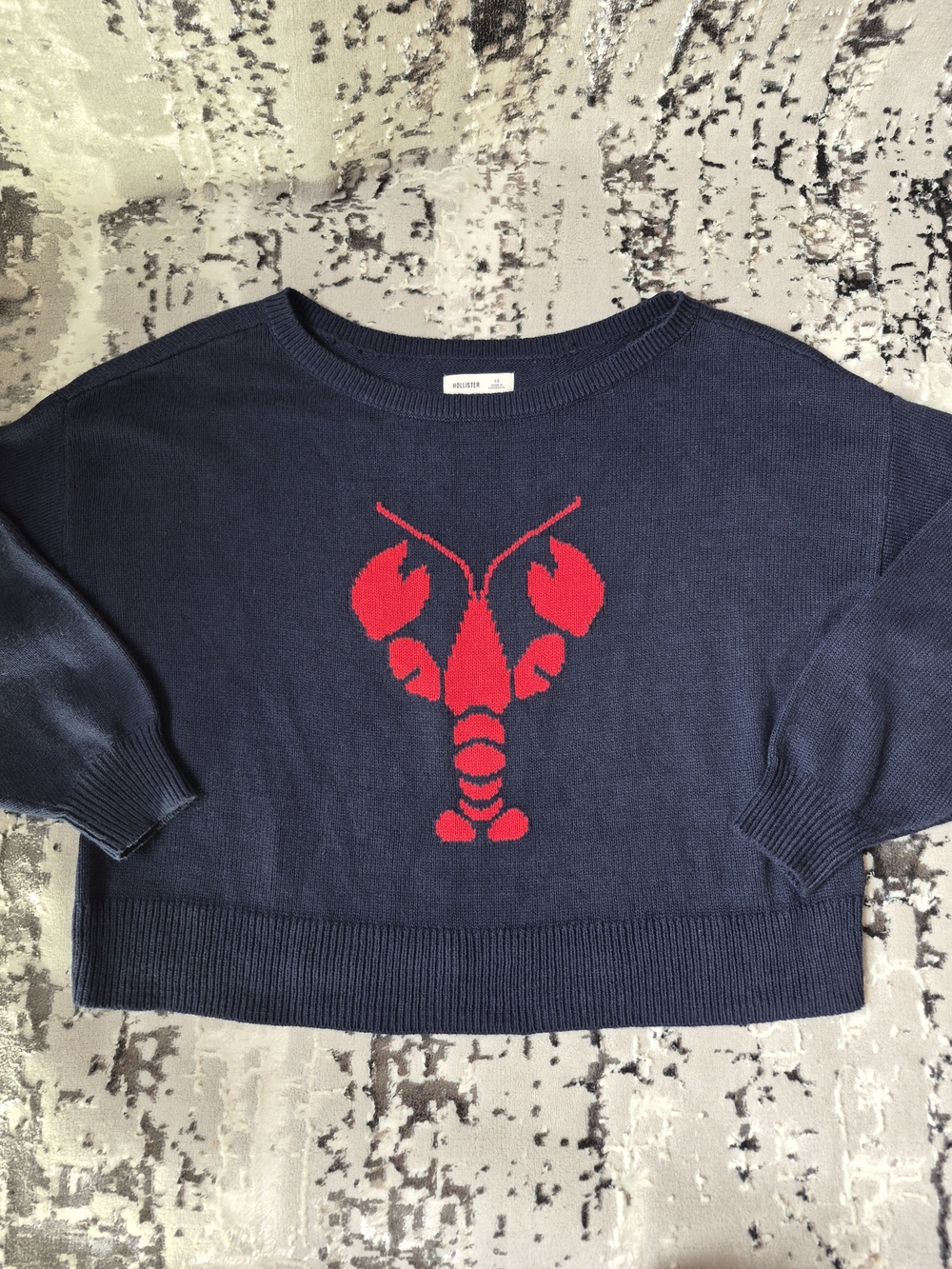 Hollister Red Lobster Sweater Women’s S Navy Novelty Coastal Cotton Pullover